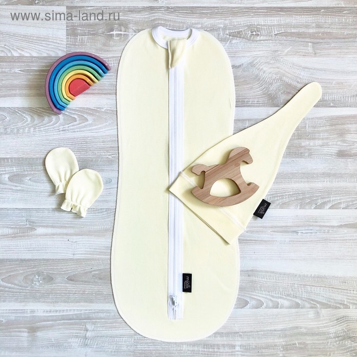 

Комплект для малышей Light Yellow Set: пеленальный кокон, шапочка для малышей, антицарапки