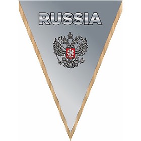 Вымпел треугольный RUSSIA фон серый, 260х200 мм, цветной, Skyway Ош