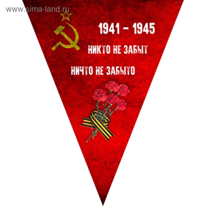 

Вымпел треугольный с бахромой к 9 мая «Победа одна на всех» Орден победы, 200х250 мм, цветной, Skyway S05102006