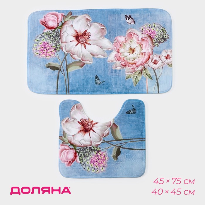 Набор ковриков для ванны и туалета Доляна «Весна», 2 шт: 40×45, 45×75 см