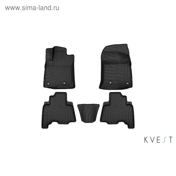 Коврики KVEST 3D в салон Toyota LC-150 Prado, 2013->, 5 шт. (полистар, серый, черный)