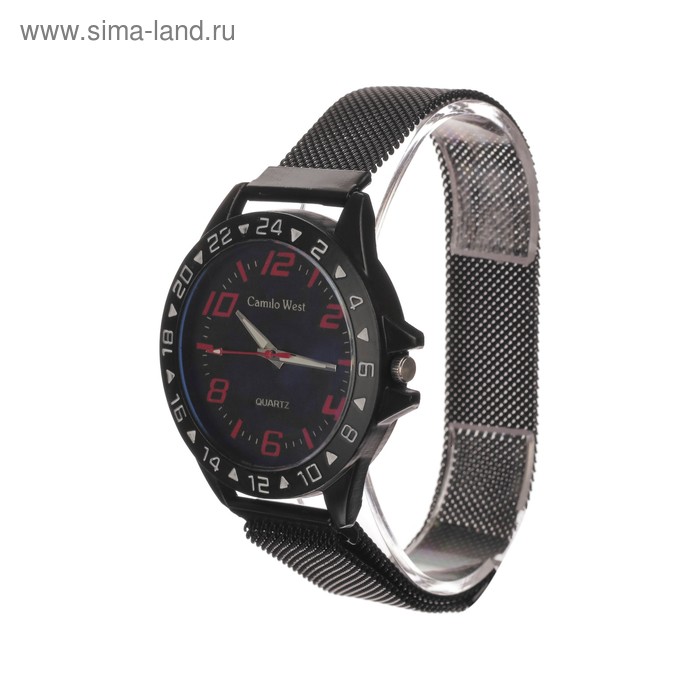 

Часы наручные кварцевые мужские "Пальмира", l-23 см, d-4.5 см, ремешок на магните