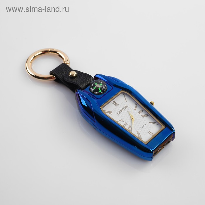 

Зажигалка электронная с часами, компасом и фонарём, USB, спираль, 7.5 х 2.5 х 2 см, синяя