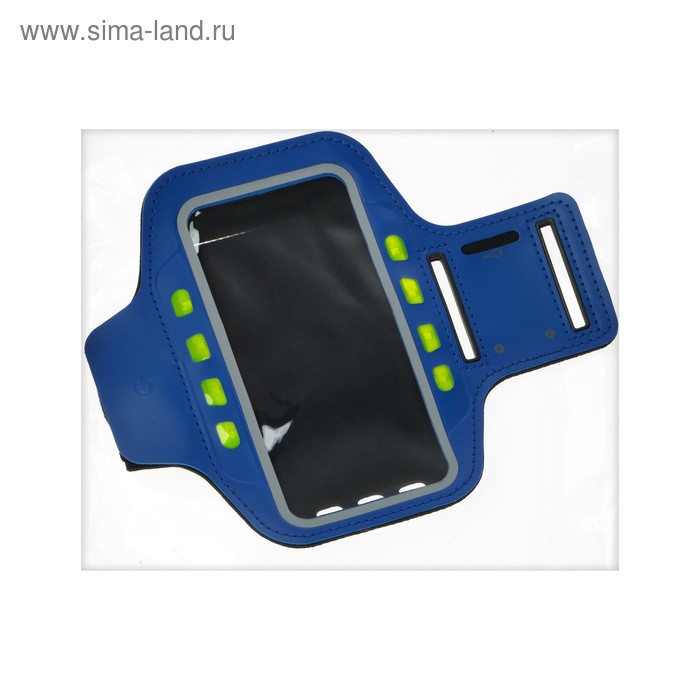 фото Светодиодный чехол для телефона на руку sy-aa14, до 5.5", 1 х cr2032, синий luazon home