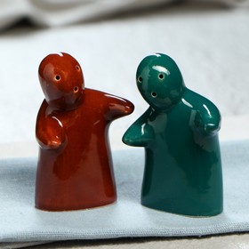 

Набор для специй "Обнимашки", 2 предмета, зелёно-коричневый, керамика, 10 см