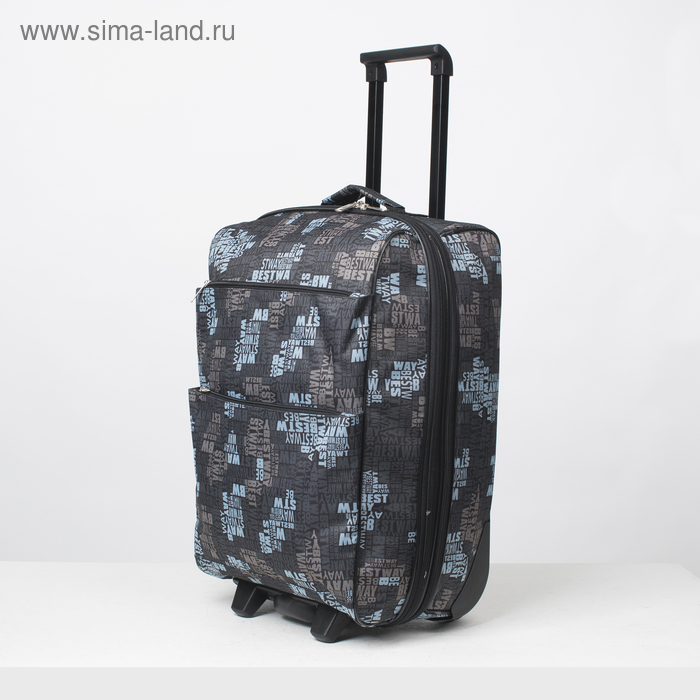 фото Чемодан малый 20", отдел на молнии, с расширением, наружный карман, 2 колеса, цвет голубой/серый фабрика картекс