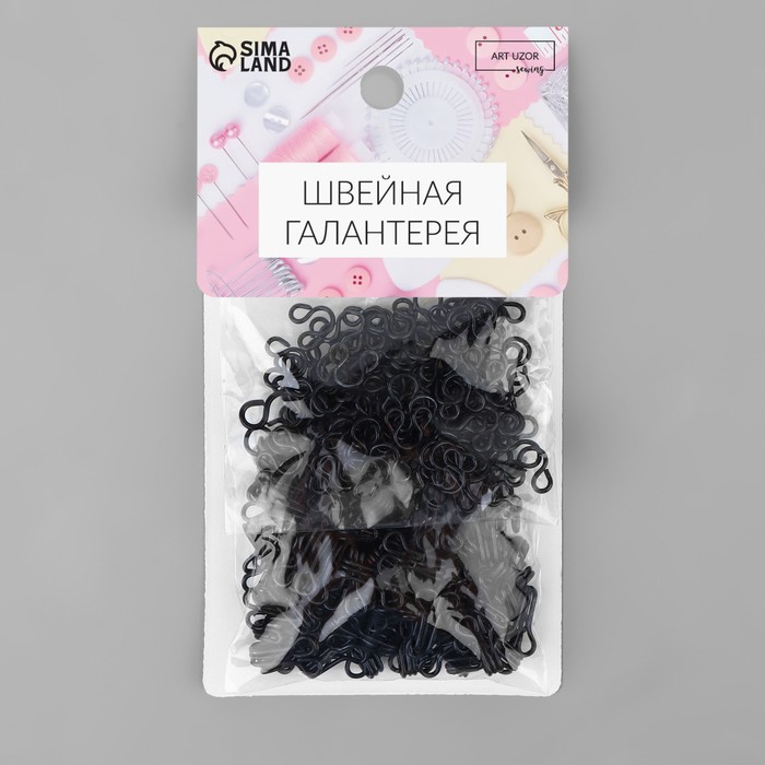 фото Крючок пришивной №3, 19 × 9 мм, 100 шт, цвет чёрный арт узор