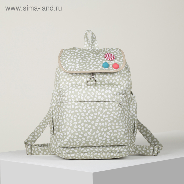  Рюкзак молодёжный, отдел на стяжке, 2 наружных кармана, 2 боковых кармана, цвет зелёный