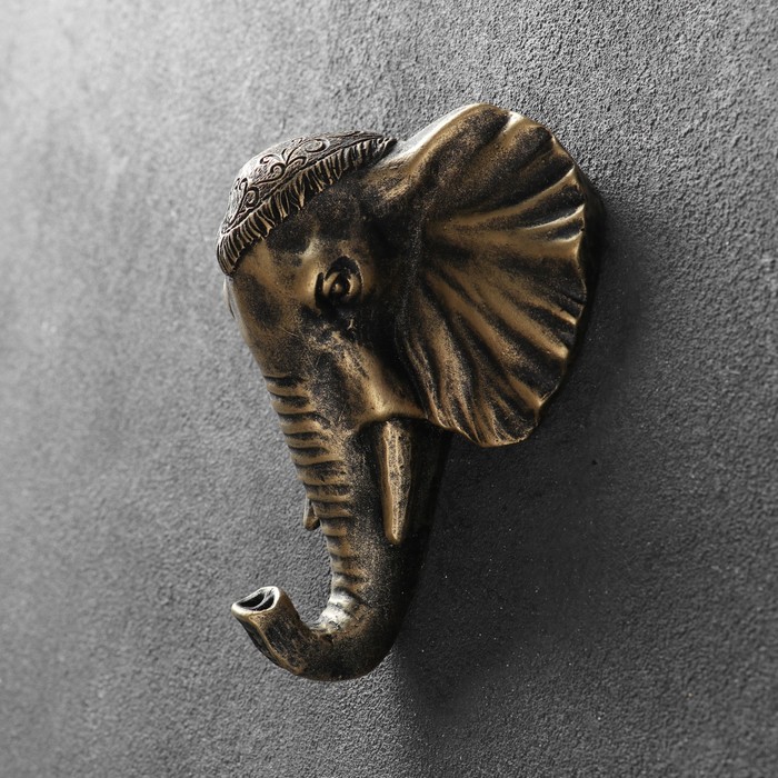 Крючок фигурный "Слон" бронза 4х12х13см