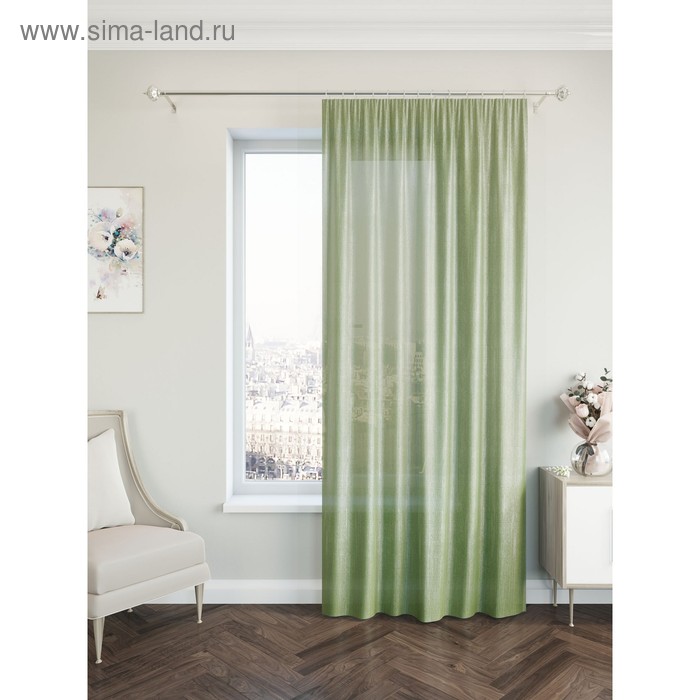 Портьерная штора, размер 200 х 260 см, зелёный, жаккард