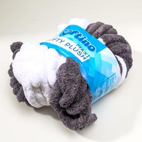 

Пряжа фантазийная 100% полиэстер "Softy plush maxi" 250 гр 22 м меланж серо-белый