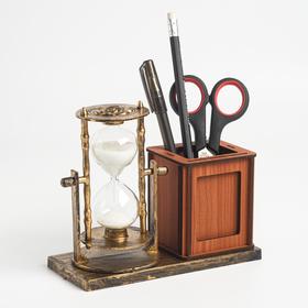 Песочные часы "Селин", сувенирные, с карандашницей и фоторамкой, 15.5х6.4х12 см