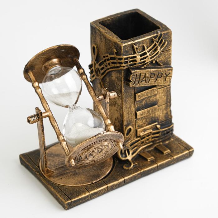Песочные часы "Ноты", сувенирные, с карандашницей, 14.5х8х13 см