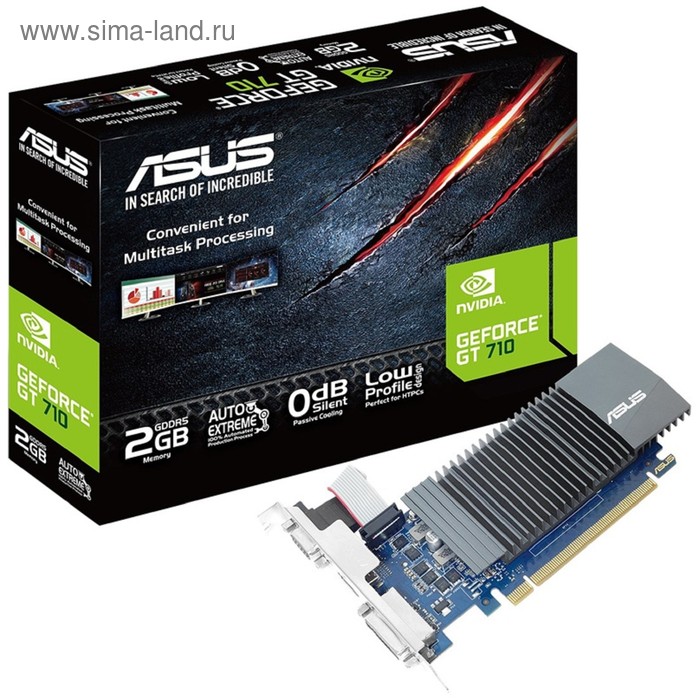 Купить Видеокарта Asus nVidia GeForce GT 710, 2Гб, 64bit GDDR5, DVI, HDMI, CRT, HDC Видеокарта Asus nVidia GeForce GT 710, 2Гб, 64bit GDDR5, DVI, HDMI, CRT, HDC