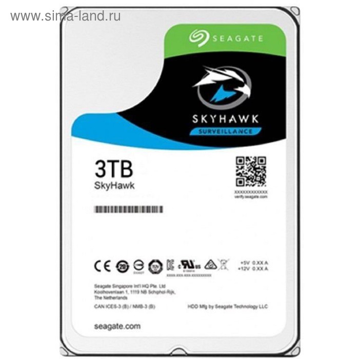 фото Жесткий диск seagate original skyhawk, 3тб, sata-iii, 3.5"