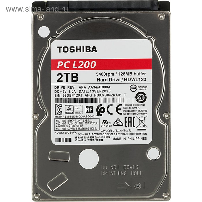 фото Жесткий диск toshiba l200, 2тб, sata-iii, 3.5"