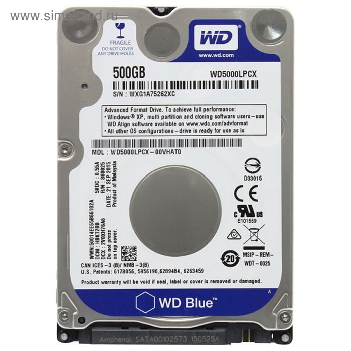 фото Жесткий диск wd original wd5000lpcx blue, 500гб, sata-iii, 2.5"