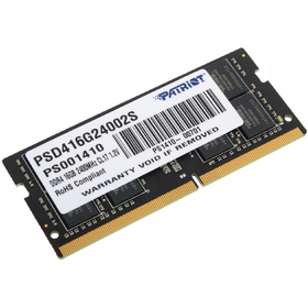 Память DDR4 Patriot PSD416G24002S, 16Гб, 2400 МГц, PC4-19200, SO-DIMM