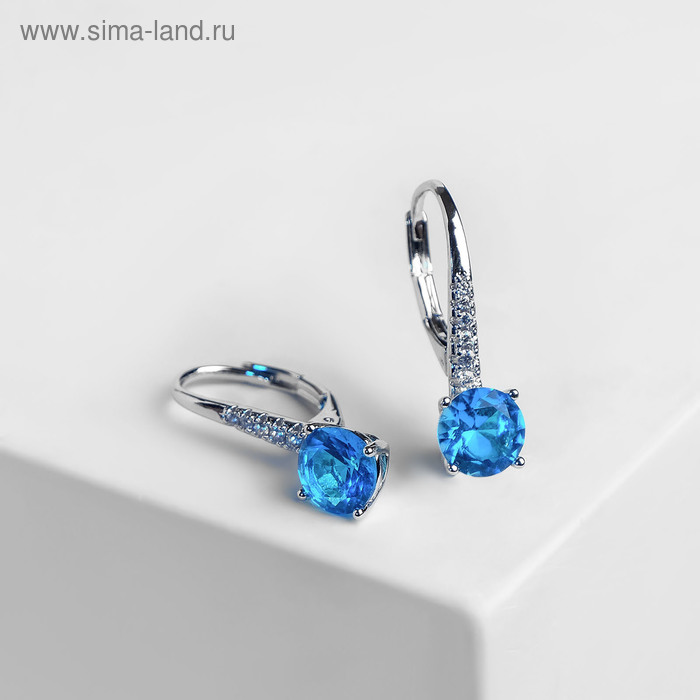 

Серьги со стразами «Анютины глазки» цвет бирюзовый в серебре