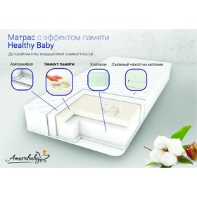 

Матрас Healthy Baby, размер 59 × 119 см, высота 12 см, трикотаж