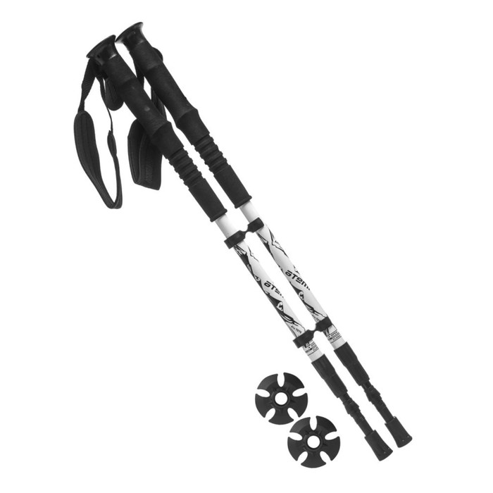 фото Палки для скандинавской ходьбы atemi atp-06, телескопические, 18/16/14 мм, антишок, до 135 см, цвет белый