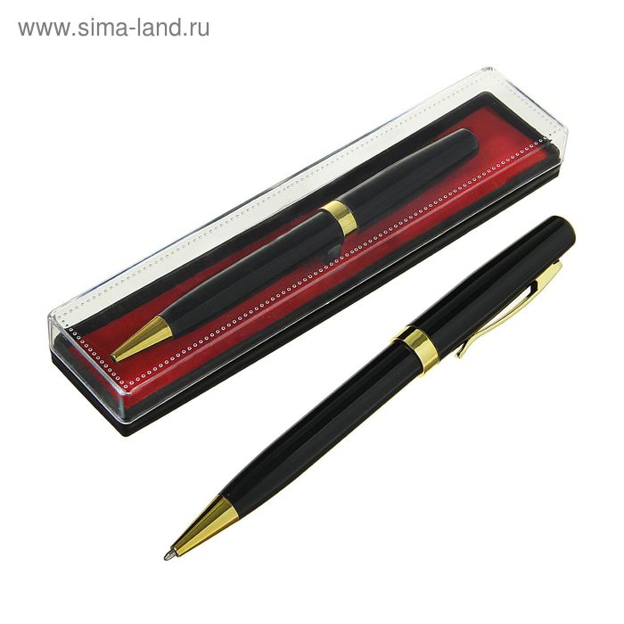 

Ручка шариковая, подарочная, в пластиковом футляре, поворотная, "Линкольн", чёрная с золотистыми вставками