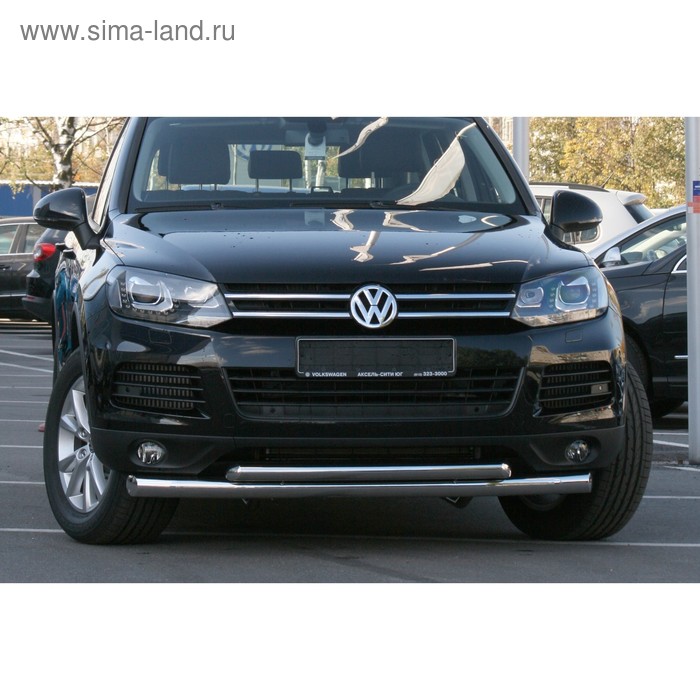 Защита переднего бампера d 76/60 двойная Volkswagen Touareg 2010-2016, цена и фото