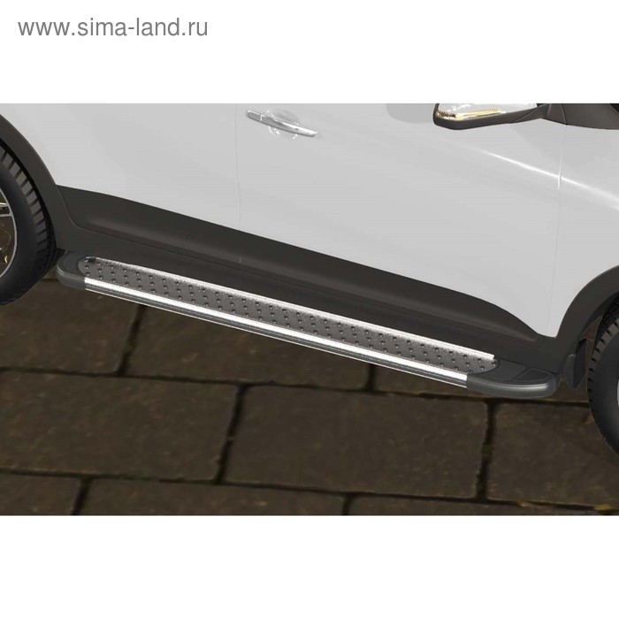 Защита штатных порогов алюминиевый профиль Arbori Standart Silver 1700 серебристая Hyundai Creta 4WD 2016- защита штатных порогов arbori d57 с листом haval h2 2014