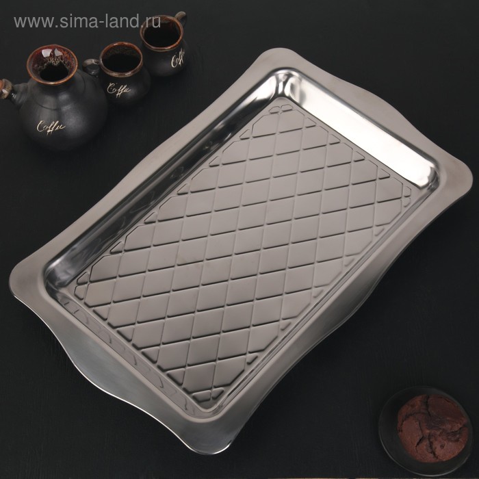 

Поднос из нержавеющей стали, 52×33×3 см, цвет серебряный