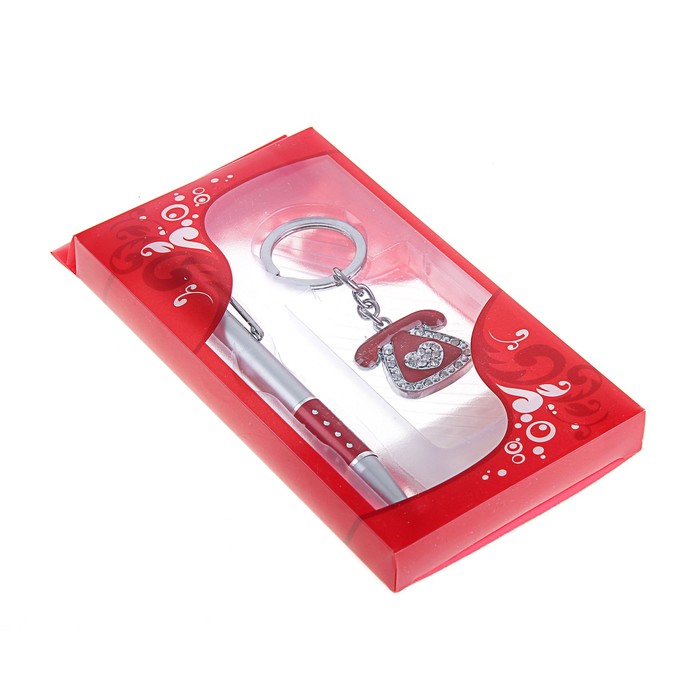 Набор подарочный 2в1: ручка, брелок "Телефон", цвет красный