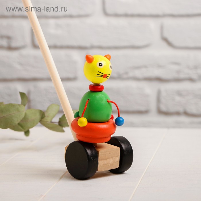 

Детская каталка на палочке «Зверята с бусинками» 8×16×50, МИКС
