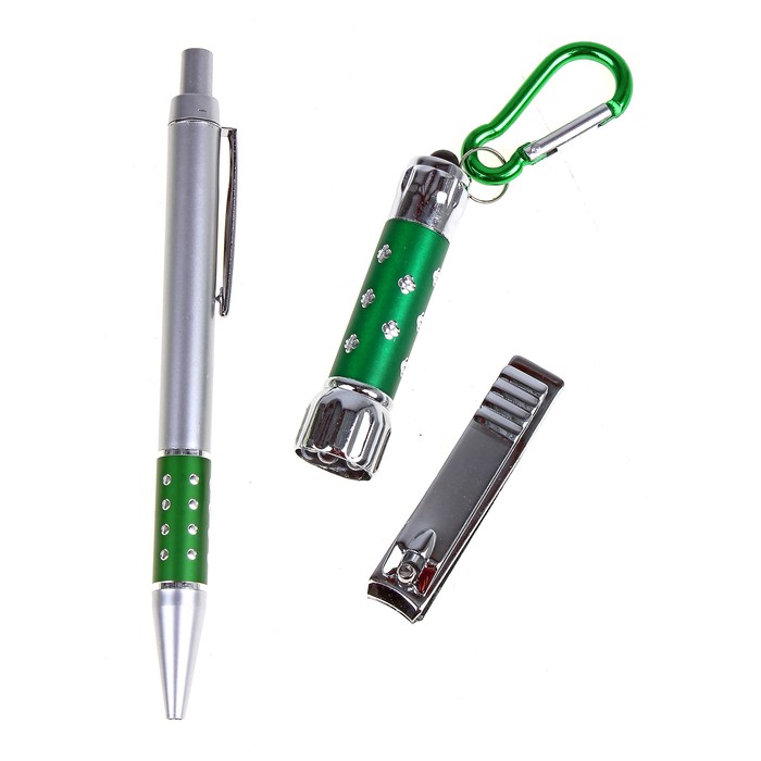 Набор подарочный 3в1: ручка, кусачки, фонарик
