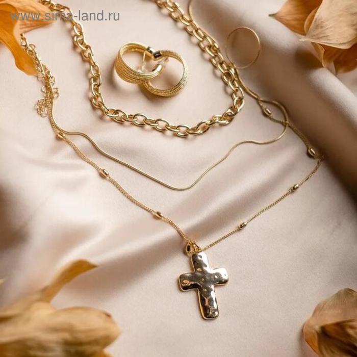 

Кулон "Цепь" крест объёмный цвет золото, 50см