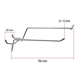 Крючок одинарный с ценникодержателем для ДСП перфорации, шаг 50, d=5, L-150, хром от Сима-ленд