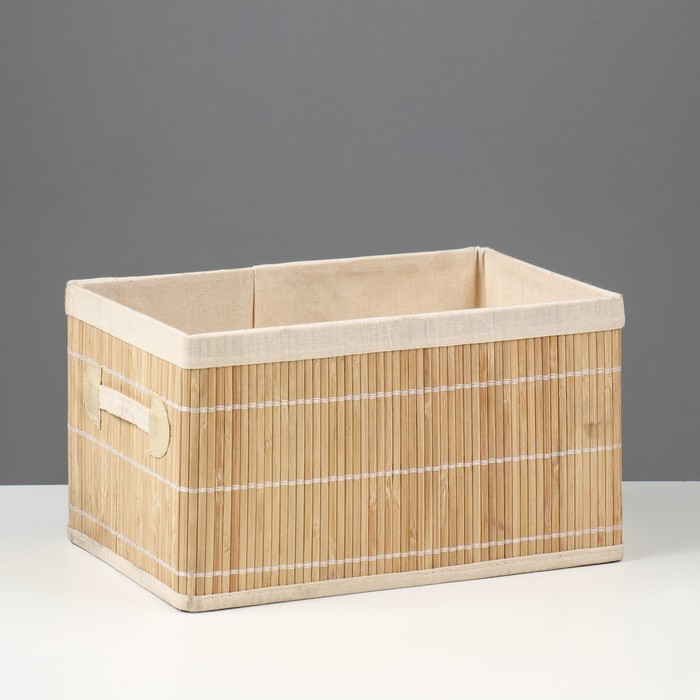 Короб складной для хранения, 20х30 см Н 17 см, бамбук, подкладка, ткань , микс цена и фото