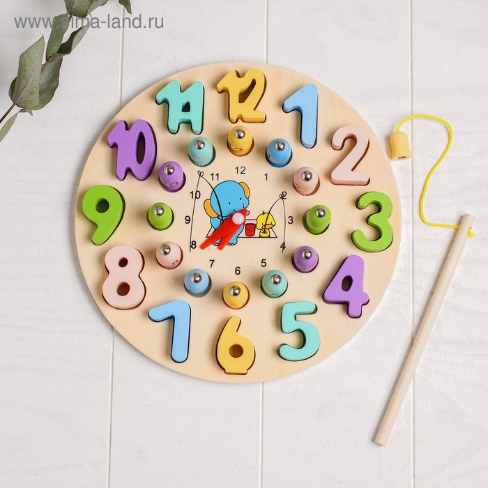 фото Развивающая игра «рыбалка-часы» 3,5×22,5×22,5 см