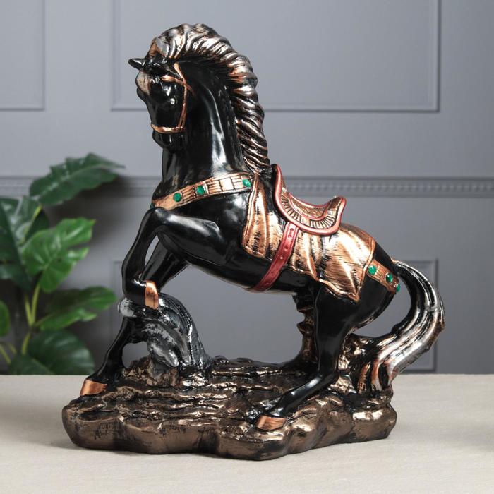Статуэтка "Конь на дыбах", чёрная, 35х16х37 см