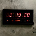 Часы настенные электронные, с термометром и календарём, красные цифры, 38х3х19 см Часы настенные электронные, с термометром и календарём, красные цифры, 38х3х19 см