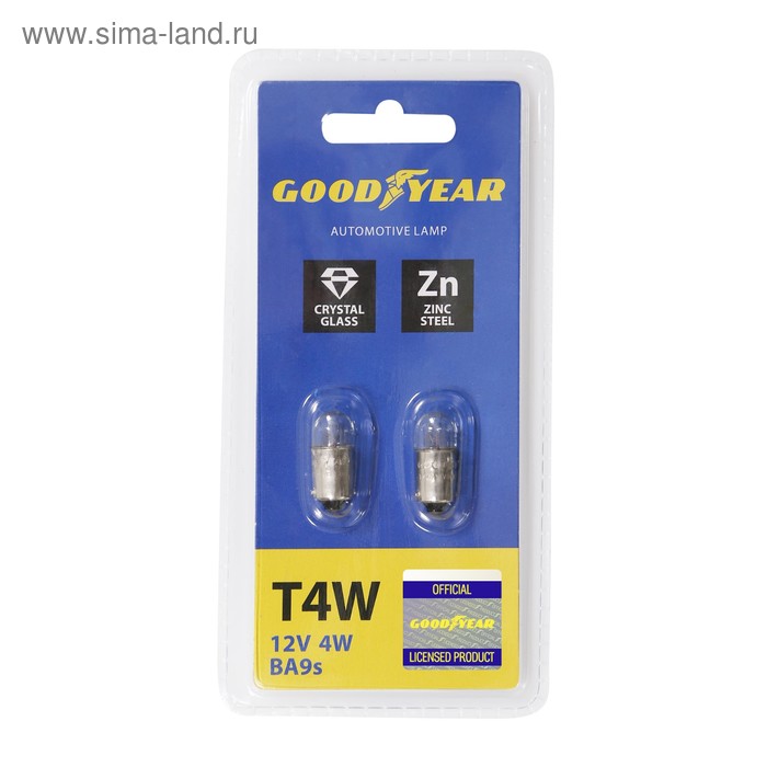 Лампа автомобильная Goodyear, T4W, 12 В, 4 Вт, набор 2 шт лампа автомобильная bosch pure light t4w 2 шт