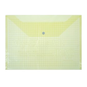 Папка-конверт 'Клетка' на кнопке, А4, 80 мкр, тонированная, жёлтая Ош