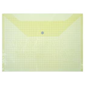 Папка-конверт на кнопке Calligrata 'Клетка' А4, 120 мкм, тонированная, жёлтая Ош