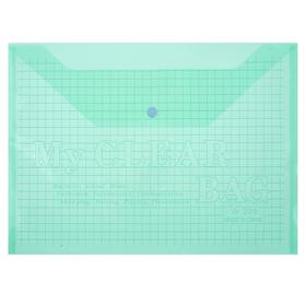 Папка-конверт на кнопке Calligrata 'Клетка' А4, 120 мкм, тонированная, зелёная Ош