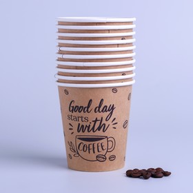 

Стакан крафтовый Starts with coffee, однослойный, 250 мл