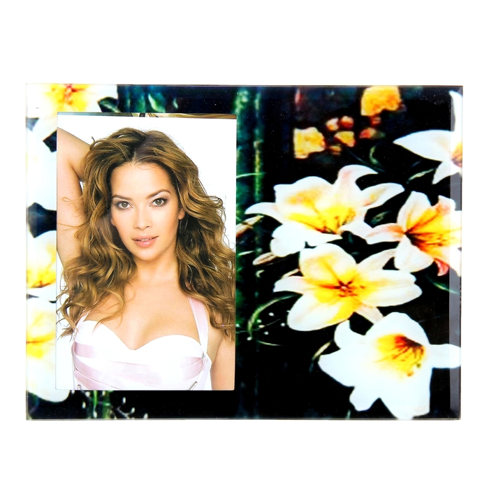 Фоторамка "Лилии на чёрном" для фото 10х15 см