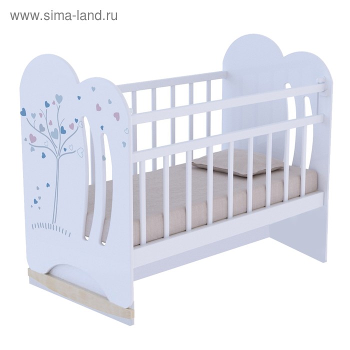 Кровать детская WIND TREE колесо-качалка с маятником (белый) (1200х600)