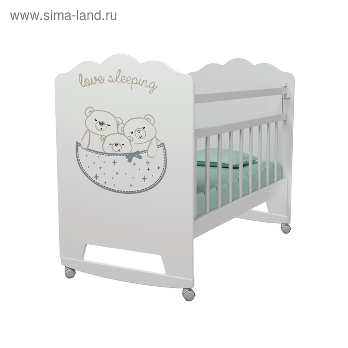 цена Кровать детская Love Sleeping колесо-качалка (белый) (1200х600)
