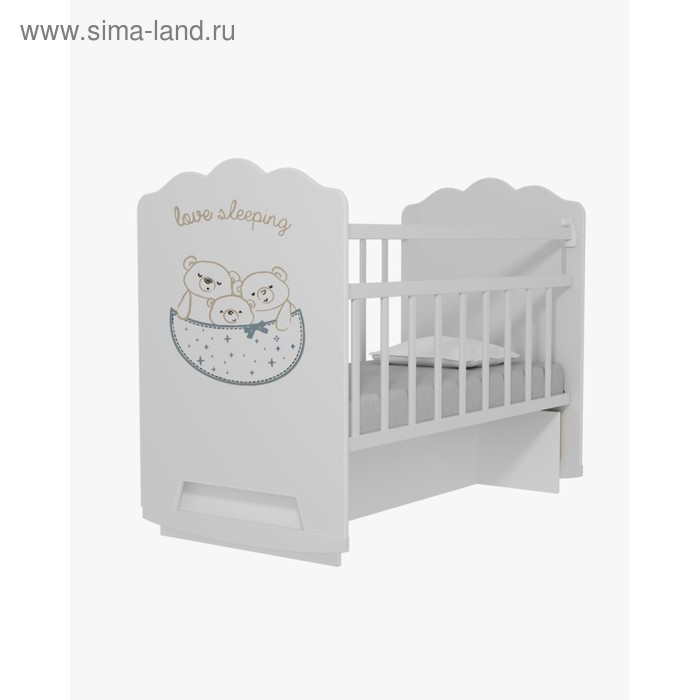 вдк кровать детская love sleeping колесо качалка с маятником белый 1200х600 Кровать детская Love Sleeping колесо-качалка с маятником (белый) (1200х600)