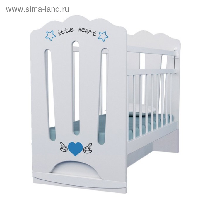 Кровать детская Little Heart колесо-качалка с маятником (белый) (1200х600) детские кроватки вдк little heart колесо качалка