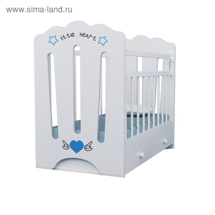 кровать детская mon amur маятник с ящиком белый 1200х600 Кровать детская Little Heart маятник с ящиком (белый) (1200х600)