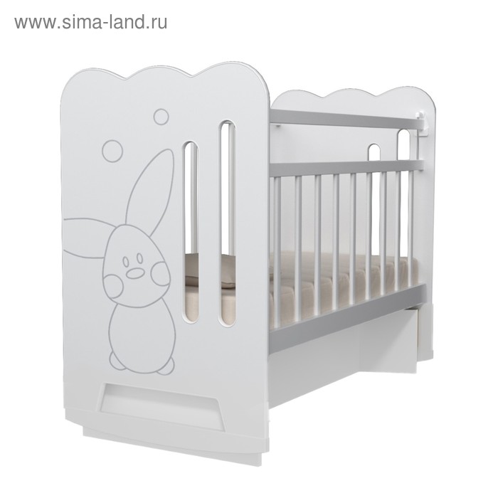 Кровать детская Sweet Rabbit колесо-качалка с маятником, цвет белый